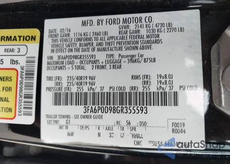 2016 Ford Fusion Titanium из США, поврежденный, VIN 3FA6P0D98GR355593